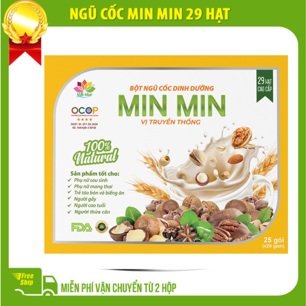 (Combo 2 Hộp )Ngũ cốc dinh dưỡng Min Min 29 hạt cao cấp dạng gói